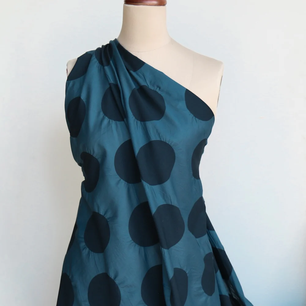 Kana Navy Spot Ripple Cotton Lawn - Image 4