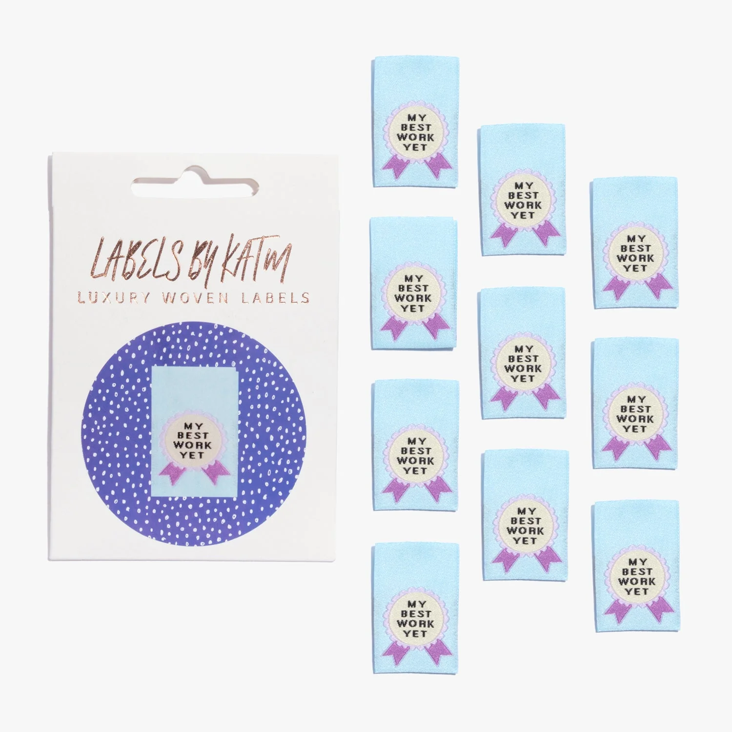KATM Woven Labels - "Best Work Yet" - Woven Sewing Labels 10 Pack - Image 3