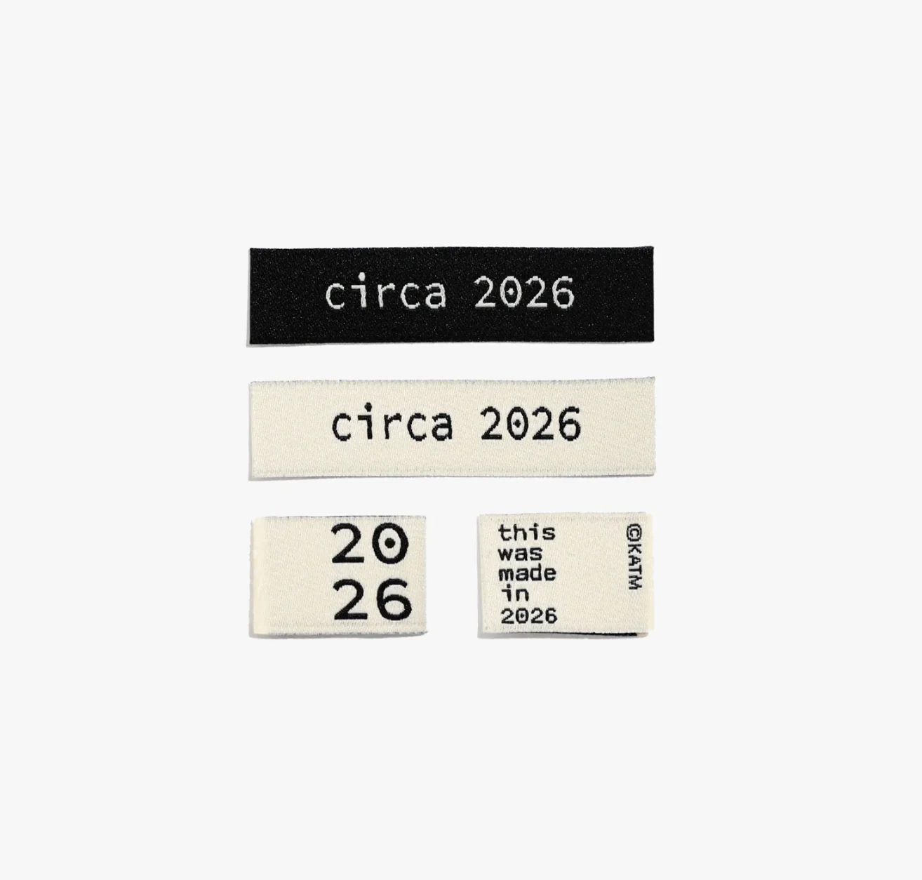 KATM Woven Labels - "Circa 2026" - Woven Sewing Labels 6 Pack