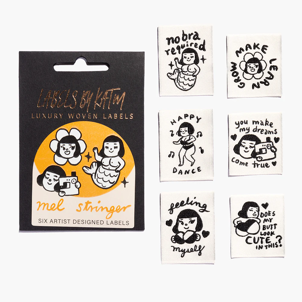 KATM Woven Labels - Feeling Yourself by KATM X Mel Stringer - printed cotton labels 6 Pack - Image 4