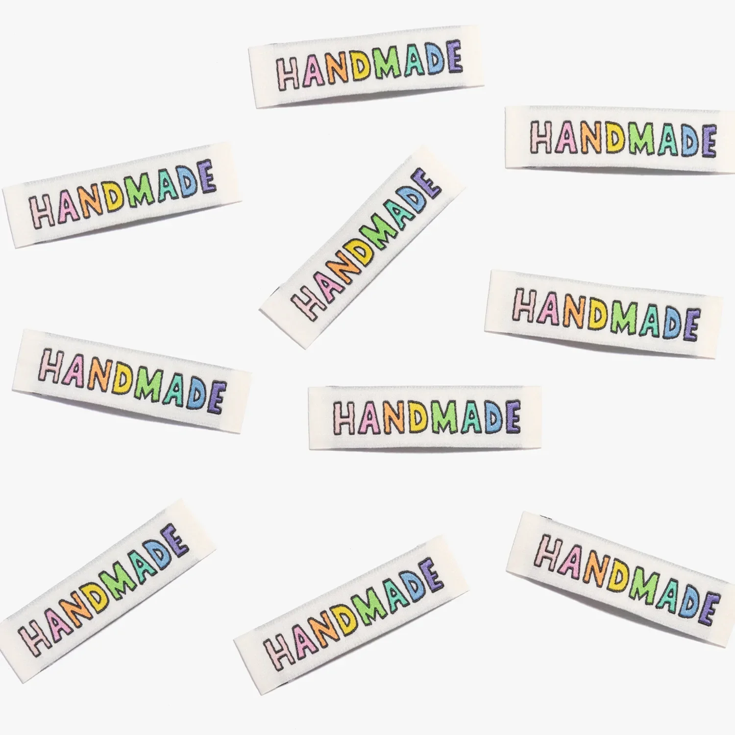 KATM Woven Labels - "Handmade" Rainbow - woven sewing labels 6 Pack - Image 2