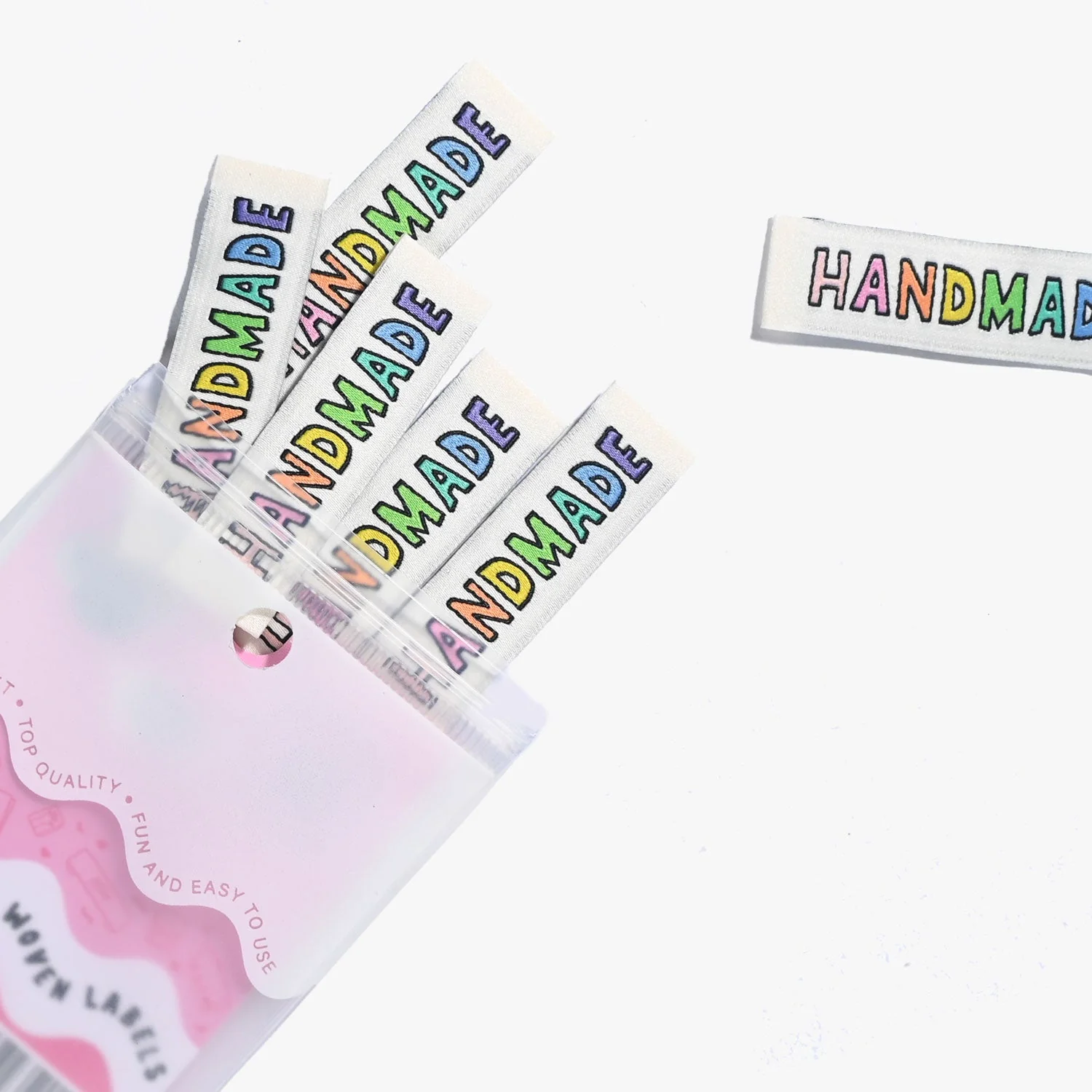 KATM Woven Labels - "Handmade" Rainbow - woven sewing labels 6 Pack - Image 4