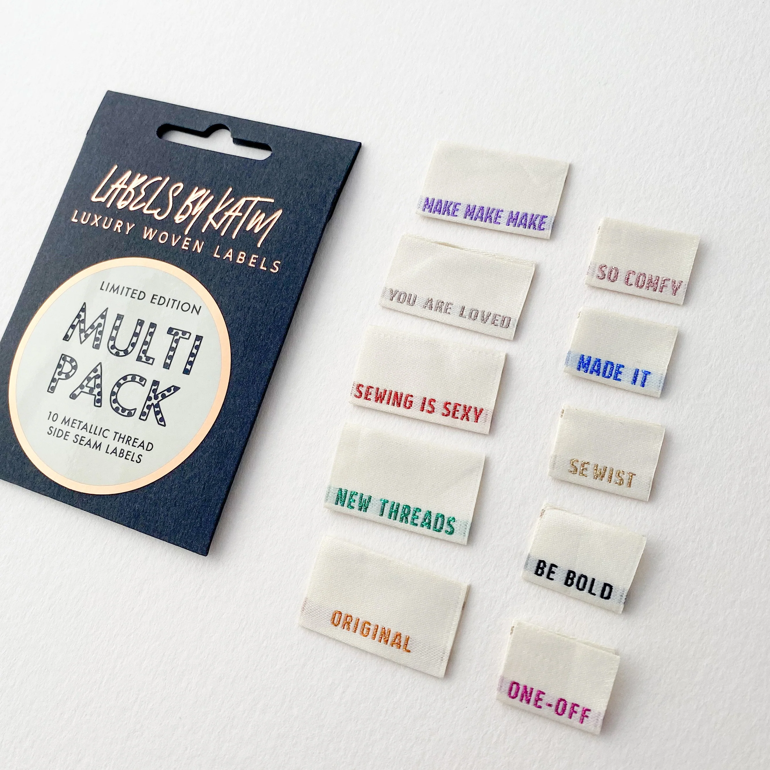 KATM Woven Labels - * Limited Edition * MULTI PACK - Metallic Side Seam Labels - Mixed 10 Pack - Image 3