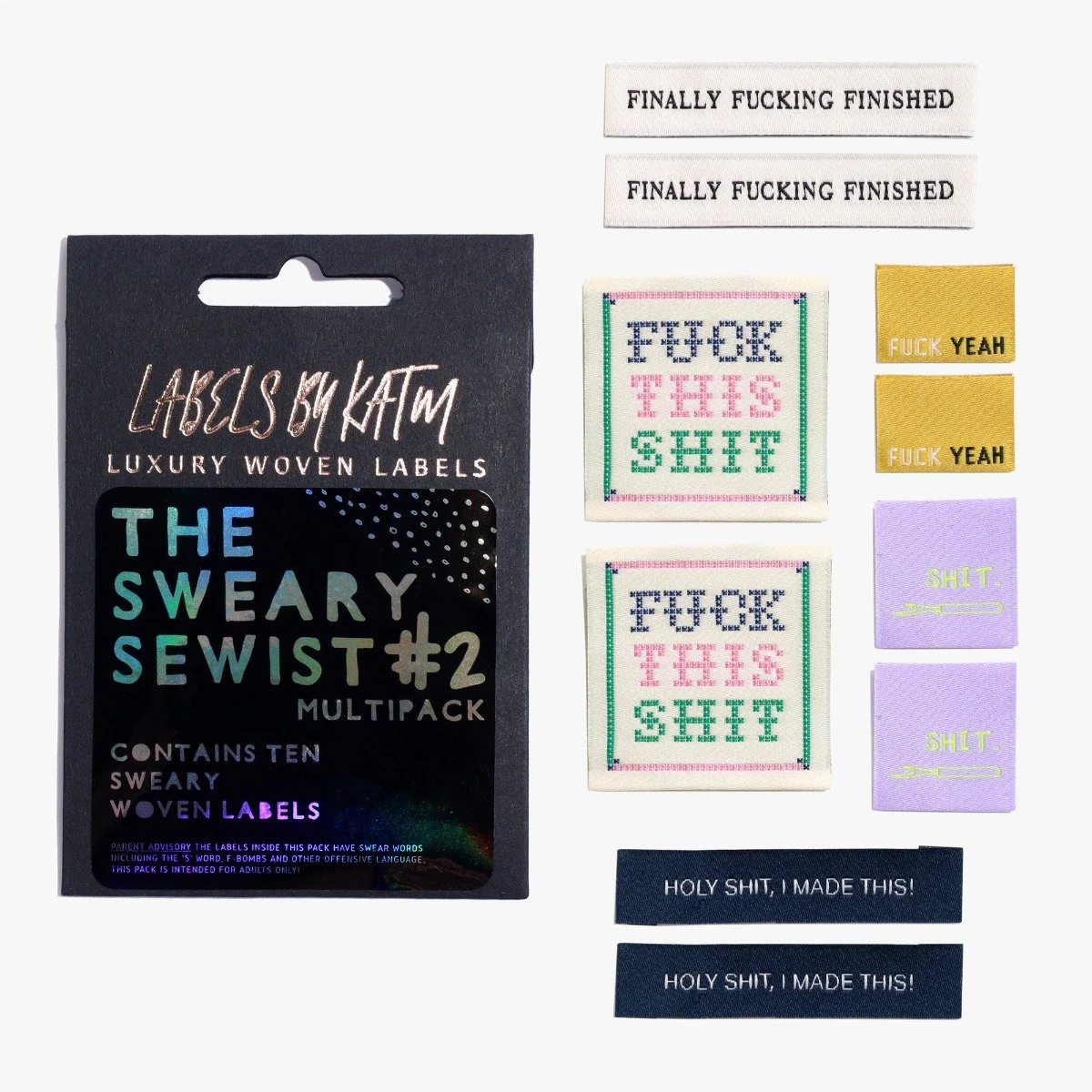 KATM Woven Labels - "Sweary Sewist 2.0" - assorted woven sewing labels 10 Pack - Image 2