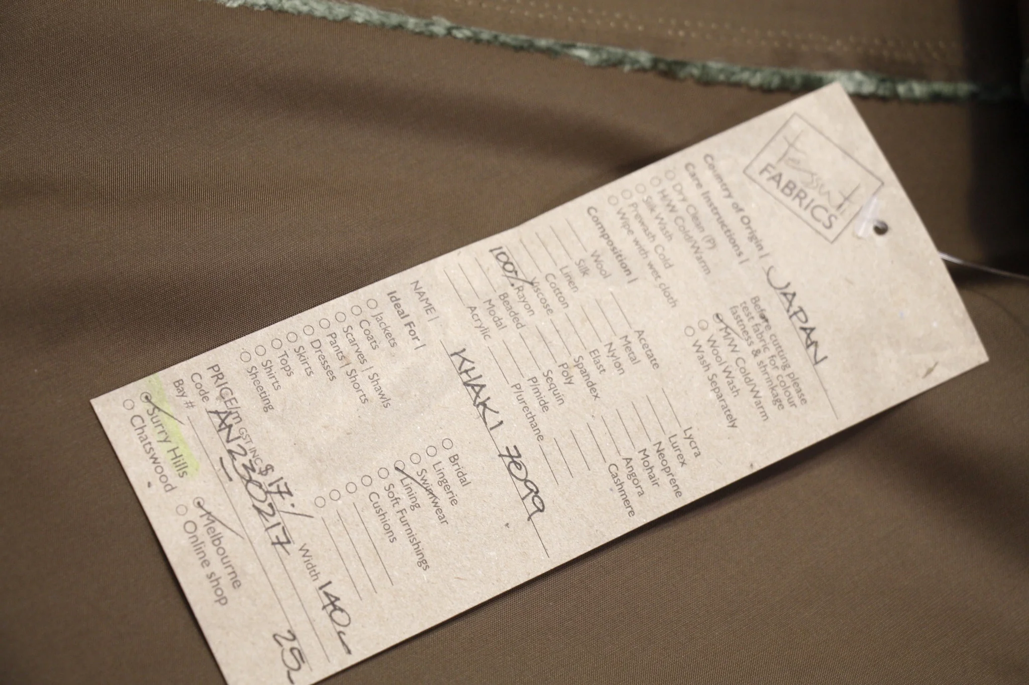Khaki Rayon Lining - Image 2