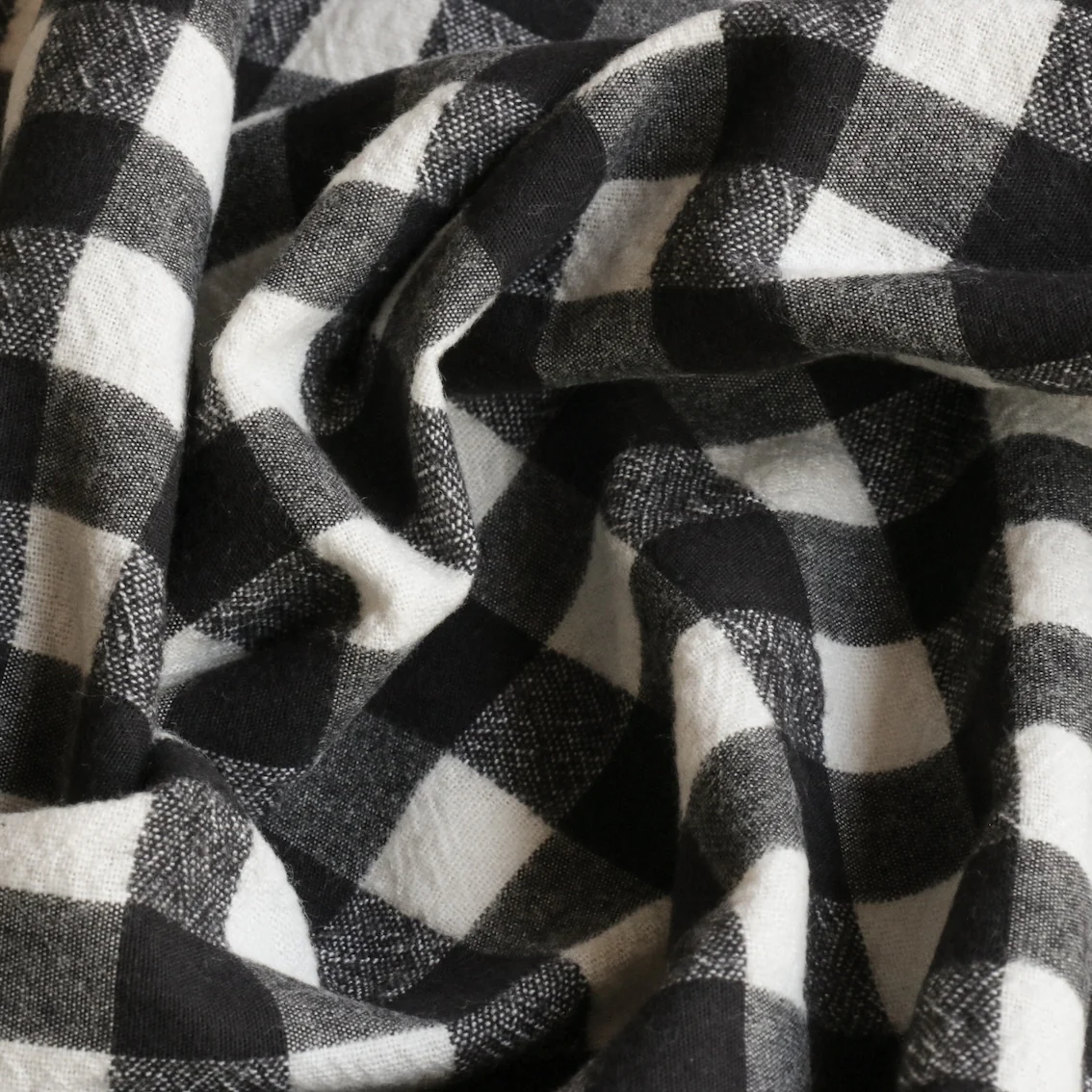 Kiyo Black/Winter White Brushed Cotton Flannel - Image 2