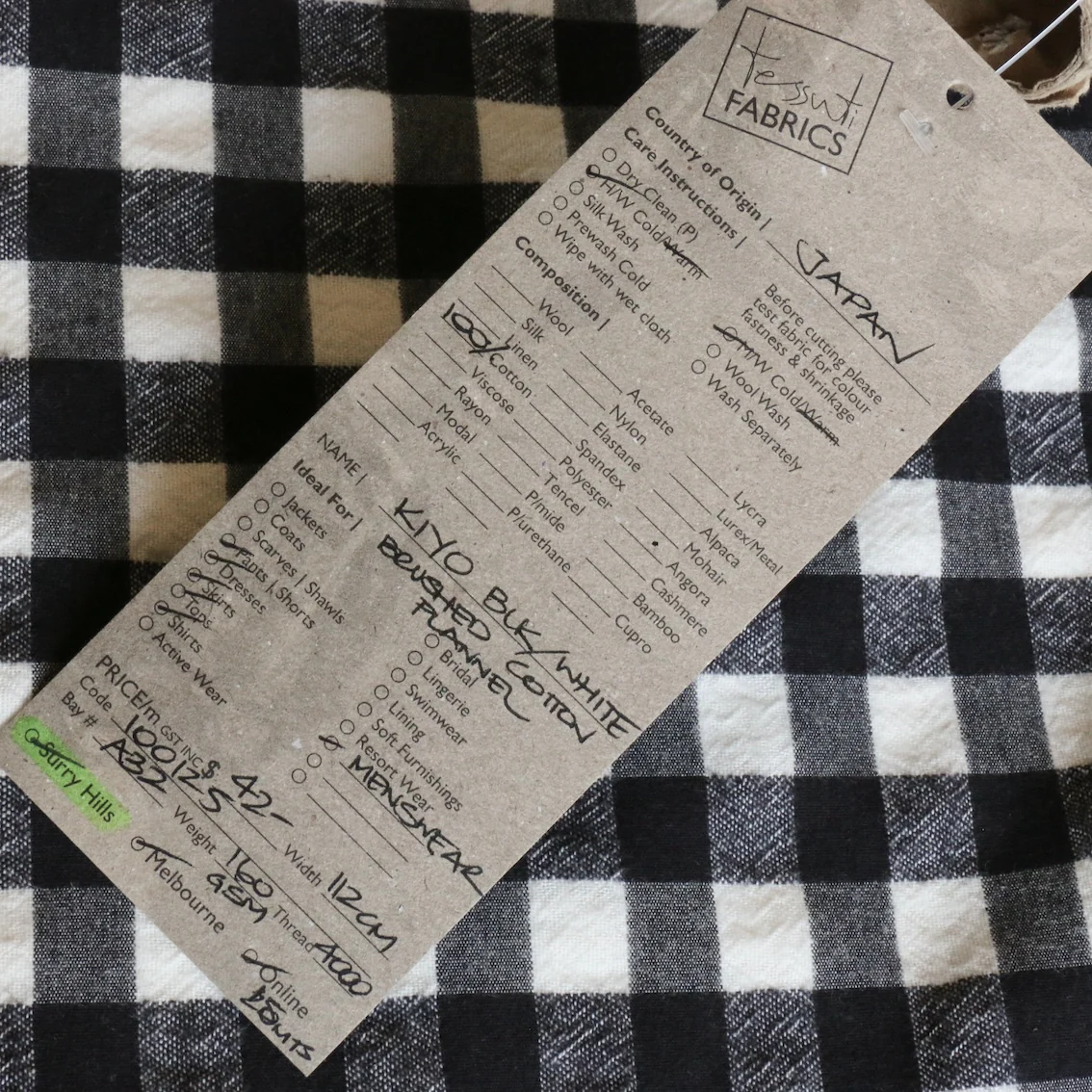 Kiyo Black/Winter White Brushed Cotton Flannel - Image 4