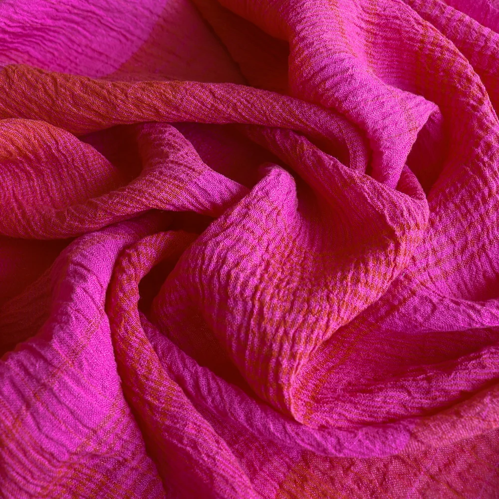 Kos Check Pink Crinkle Linen - Image 2
