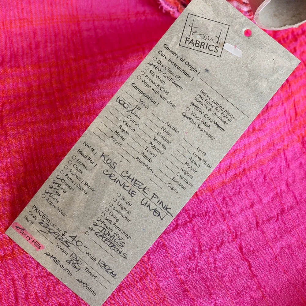 Kos Check Pink Crinkle Linen - Image 3