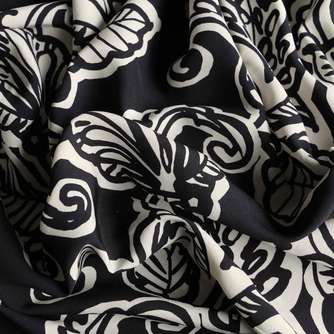 Last Chance of Stardust Foliage Black Viscose Poplin - Image 2