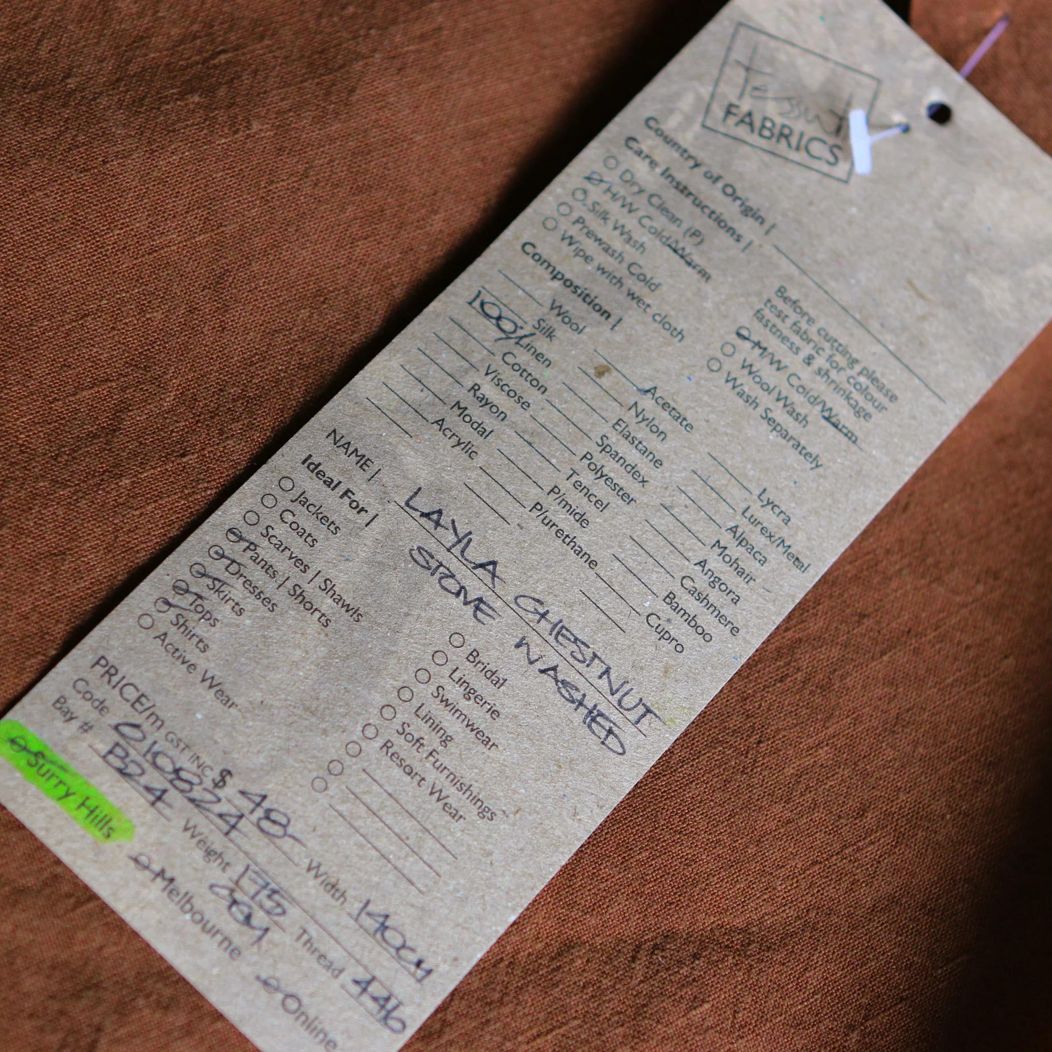 Layla Chestnut Stone Washed Linen - Image 3