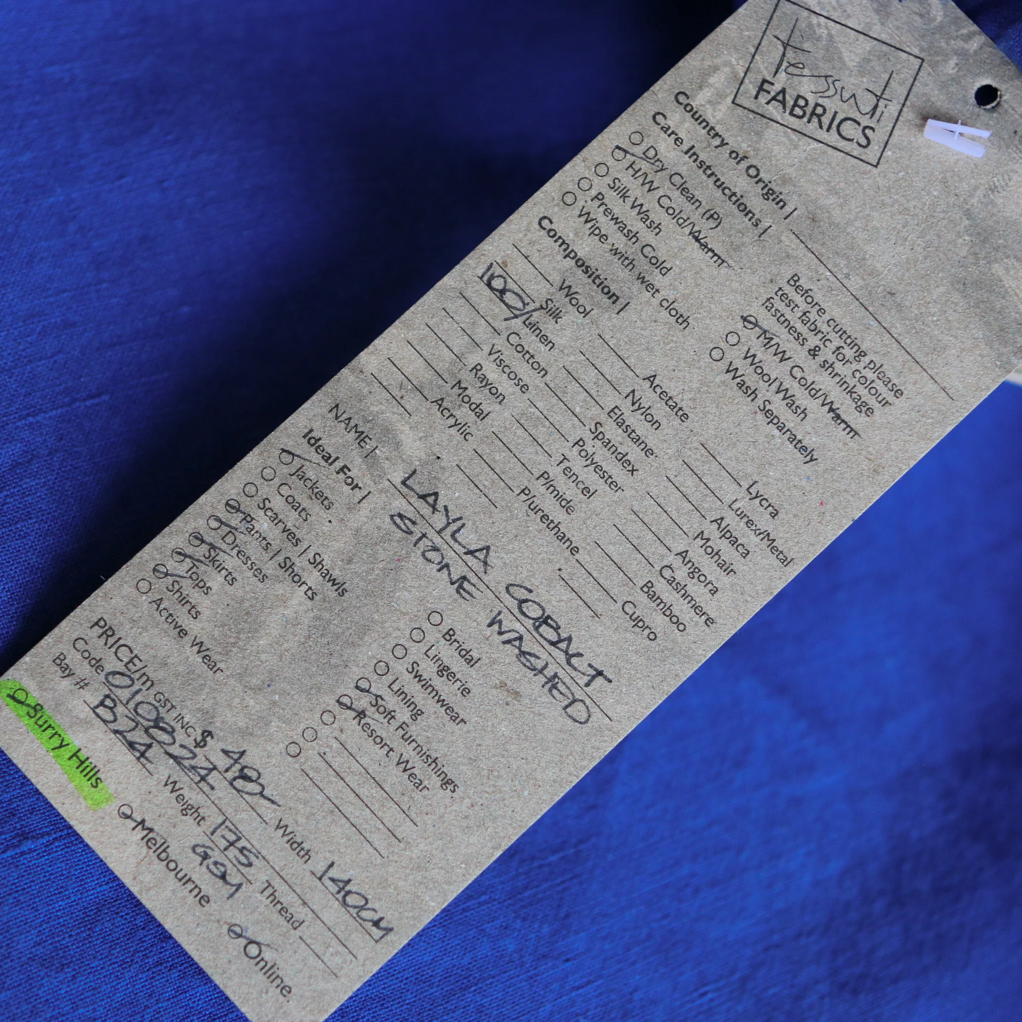Layla Cobalt Stone Washed Linen - Image 3