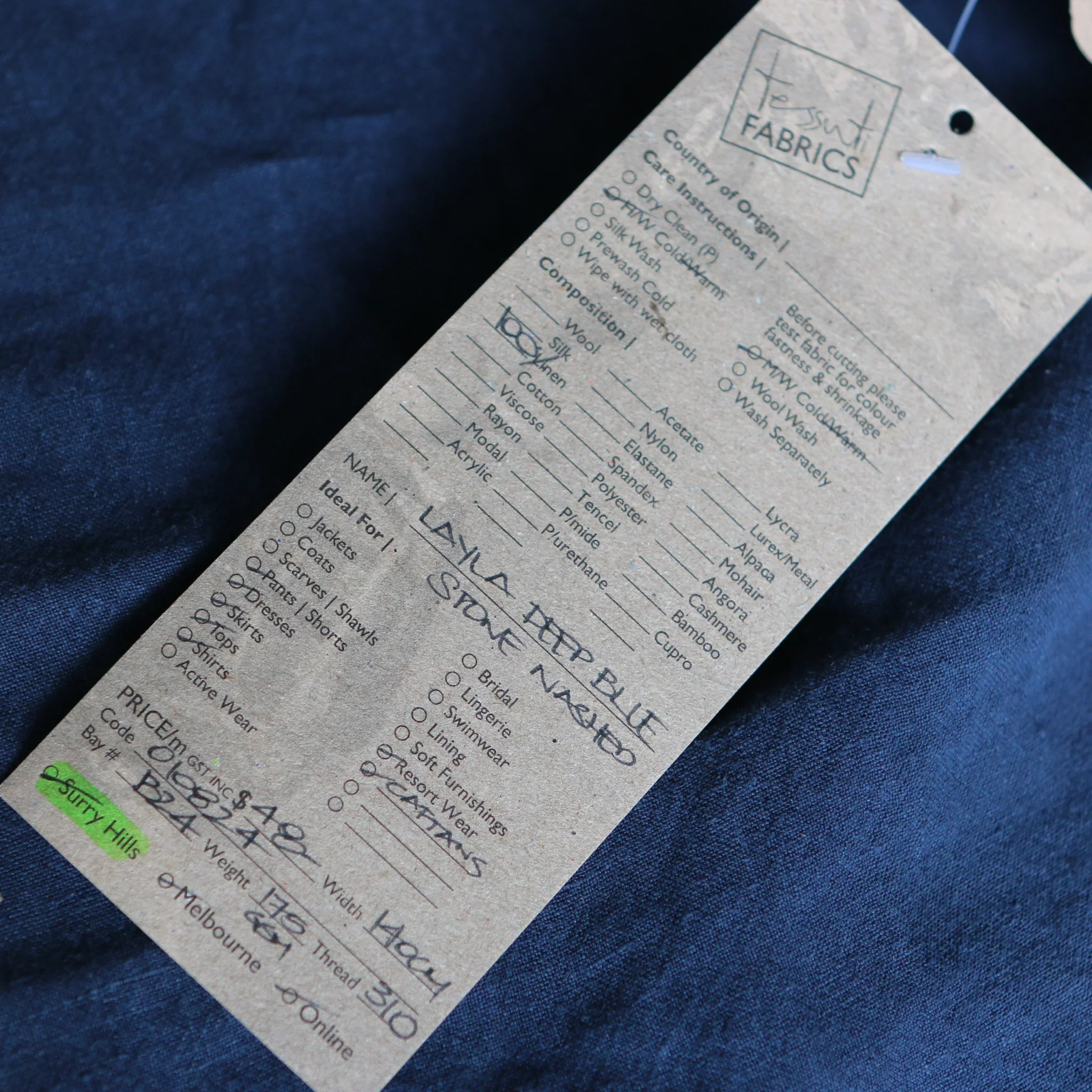 Layla Deep Blue Stone Washed Linen - Image 3