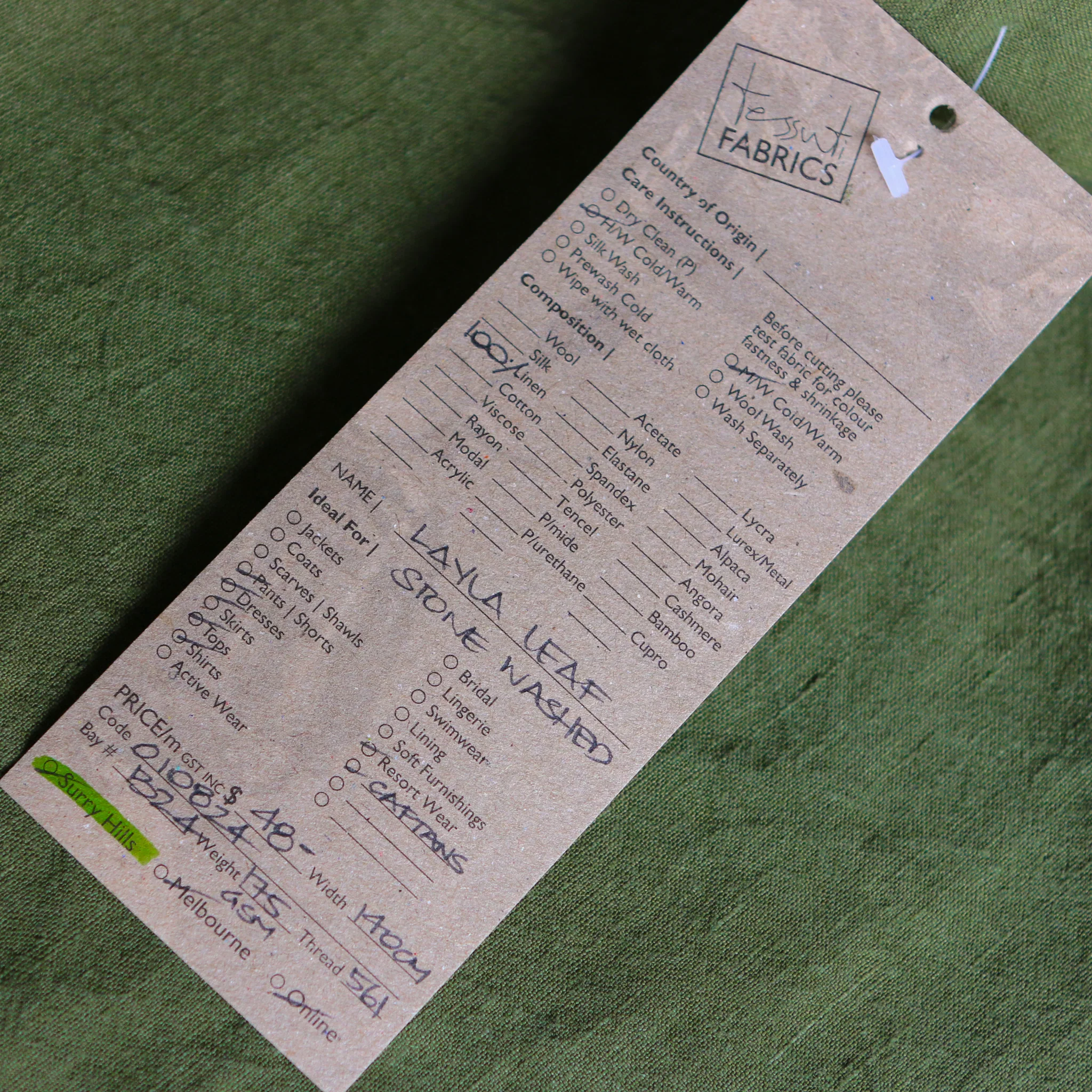Layla Leaf Stone Washed Linen - Image 3