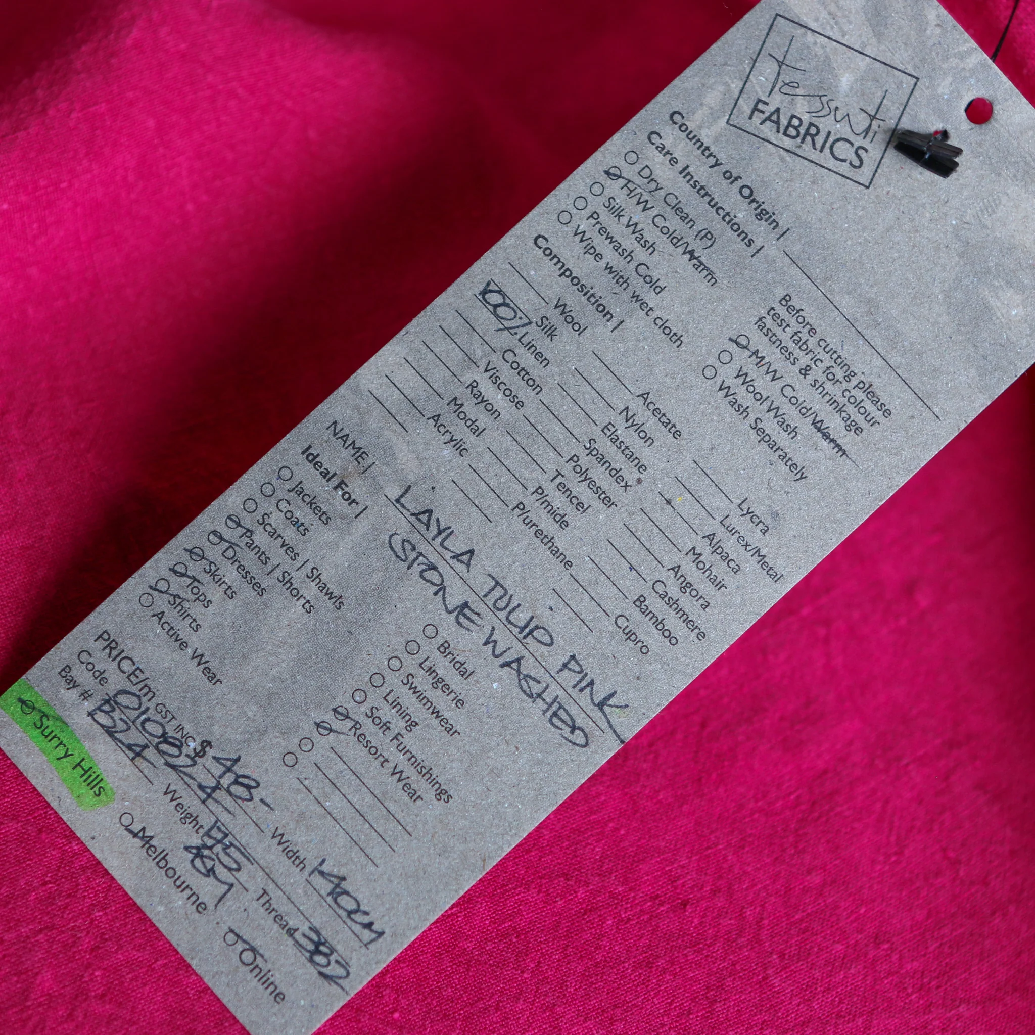 Layla Tulip Pink Stone Washed Linen - Image 3