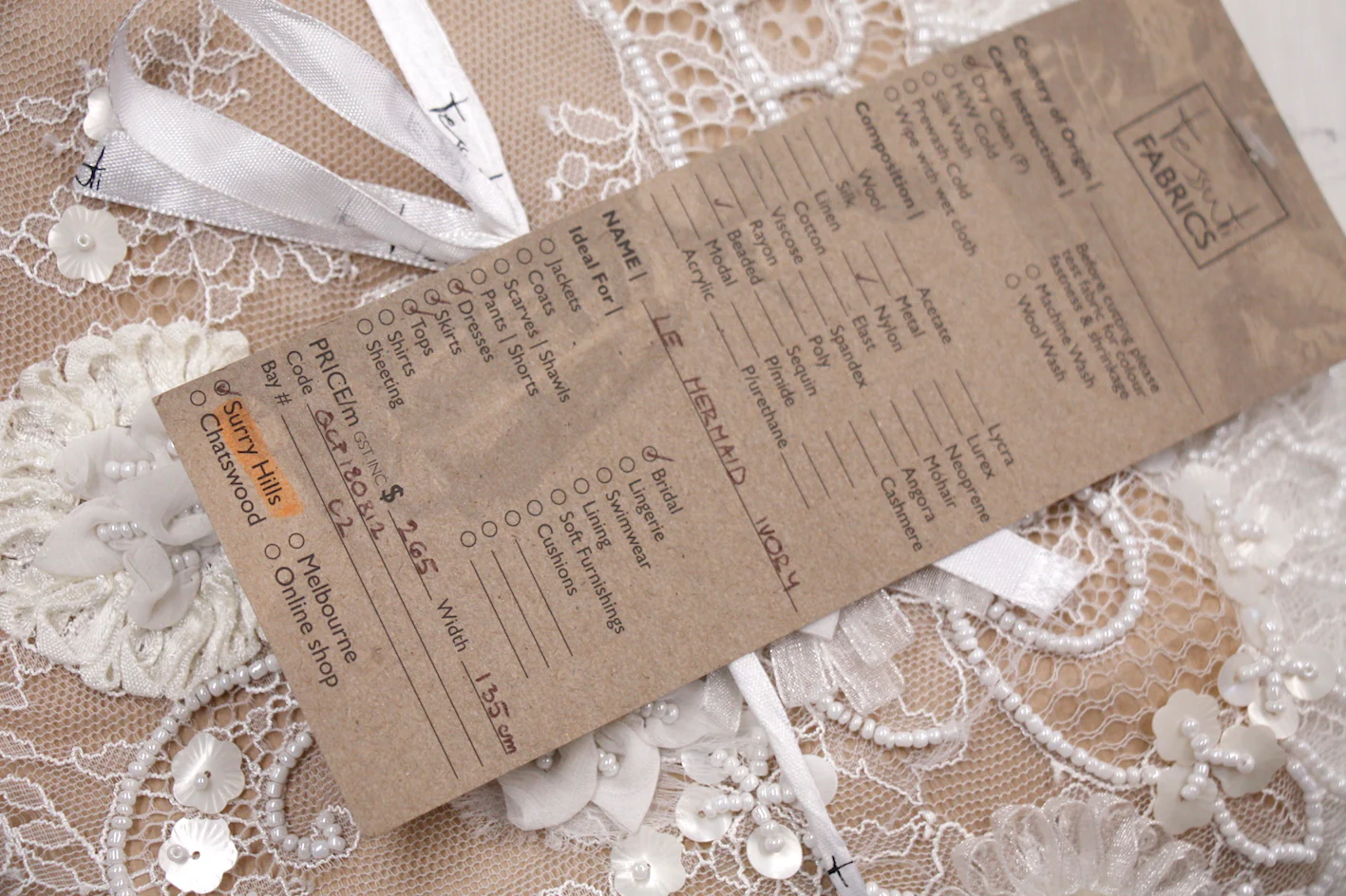 Le Mermaid Ivory - Beaded Lace - Image 2