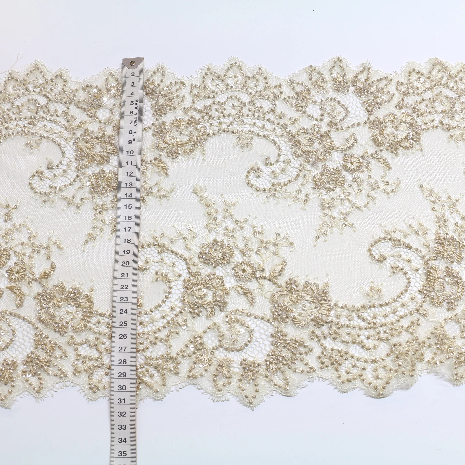 Lea Beaded Champagne - Lace Trim - 32cm - Image 3