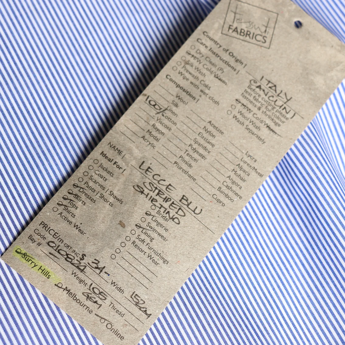 Lecce Blue Striped Shirting - Image 3