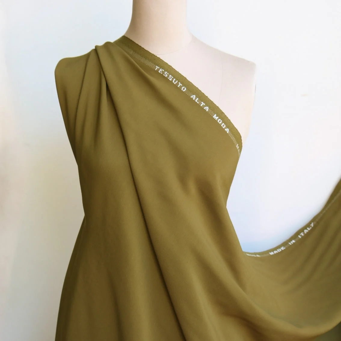 Lena Chartreuse Satin Backed Wool/Acetate - Image 5