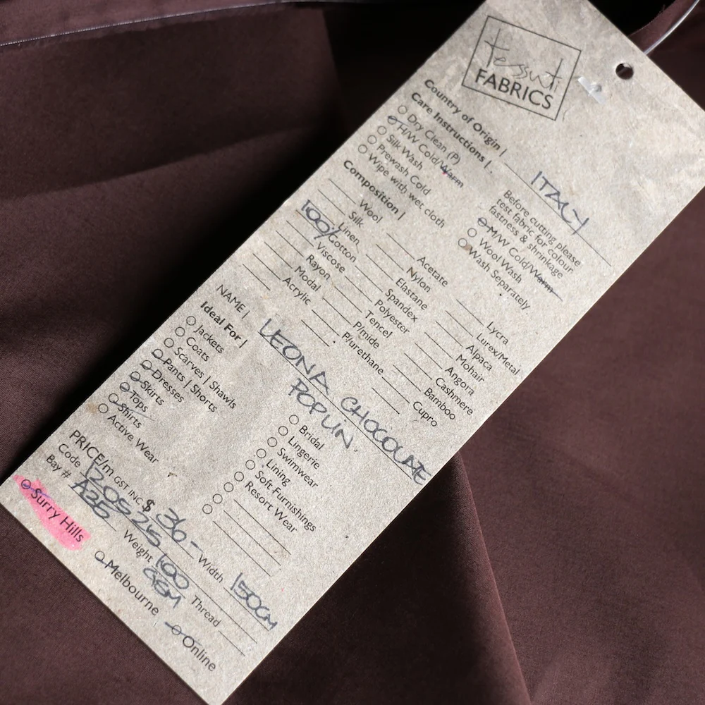 Leona Chocolate Cotton Poplin - Image 3