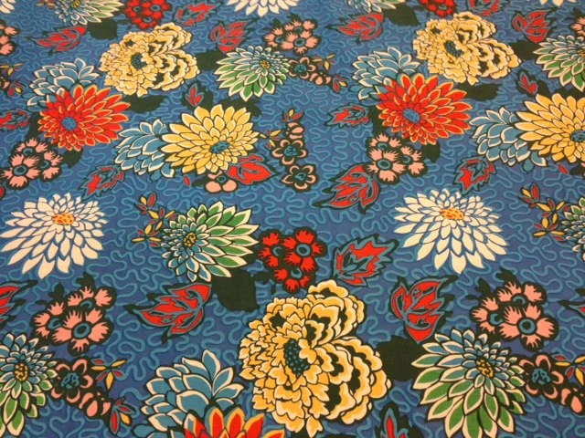 Liberty - Meandering Chrysanthemums Blue Tana Lawn - Image 2