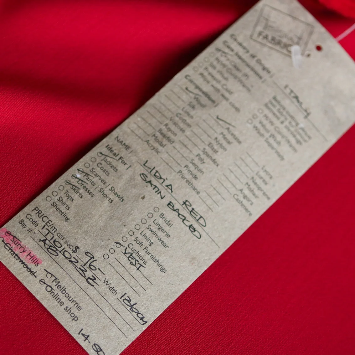 Lidia Red Satin Backed Wool/Acetate - Image 3