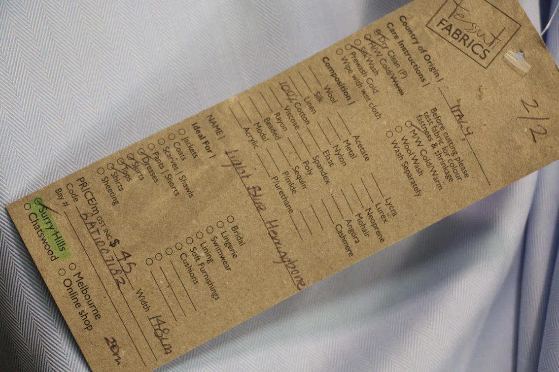 Light Blue Herringbone Shirting - Image 2
