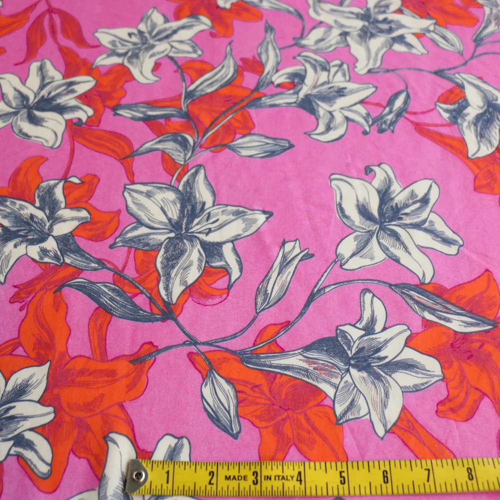Lily On Pink Silk/Cotton Voile - Image 3