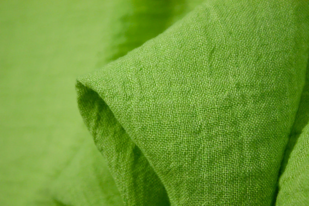 Lime Crinkled Washed Linen