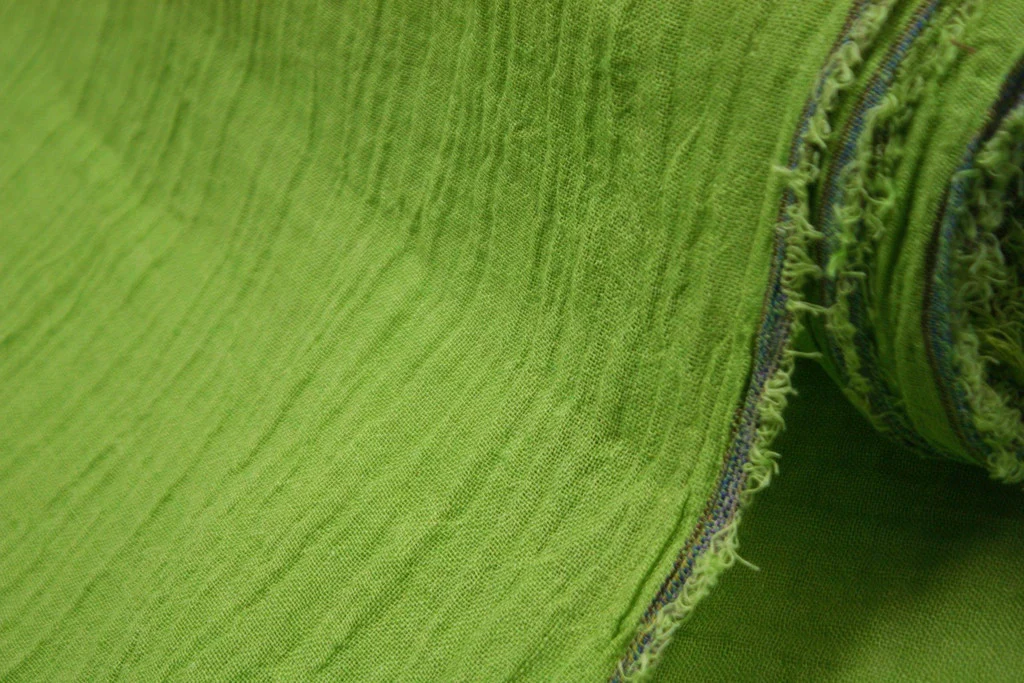 Lime Crinkled Washed Linen - Image 2