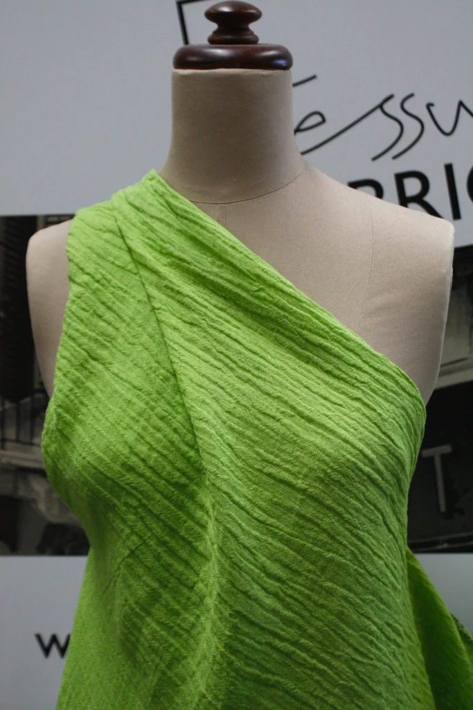 Lime Crinkled Washed Linen - Image 4
