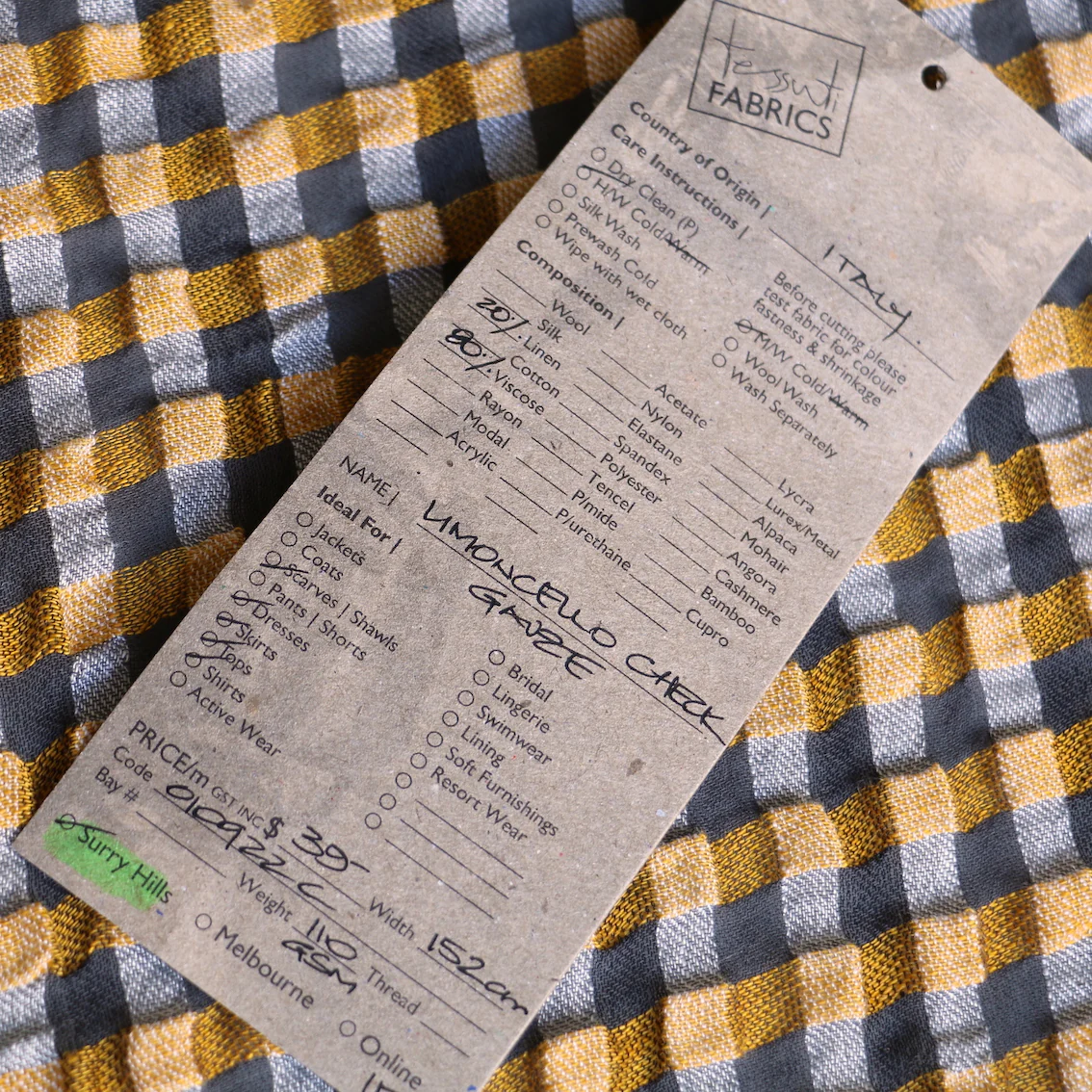 Limoncello Check Gauze Seersucker - Image 4