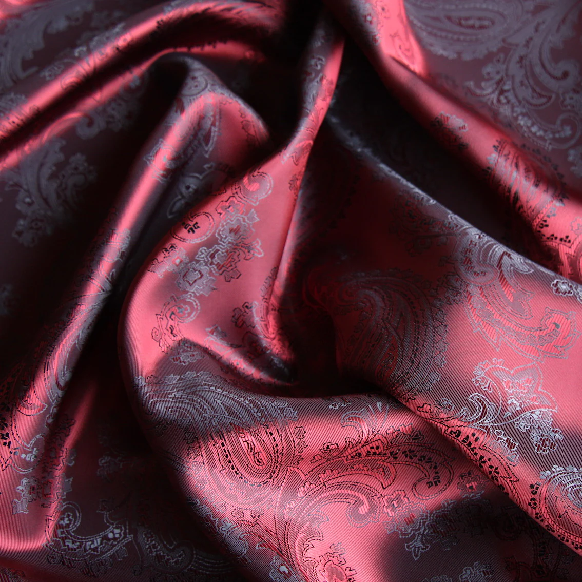 Lin Paisley Burgundy/Black - Fancy Lining (147cm wide) - Image 2