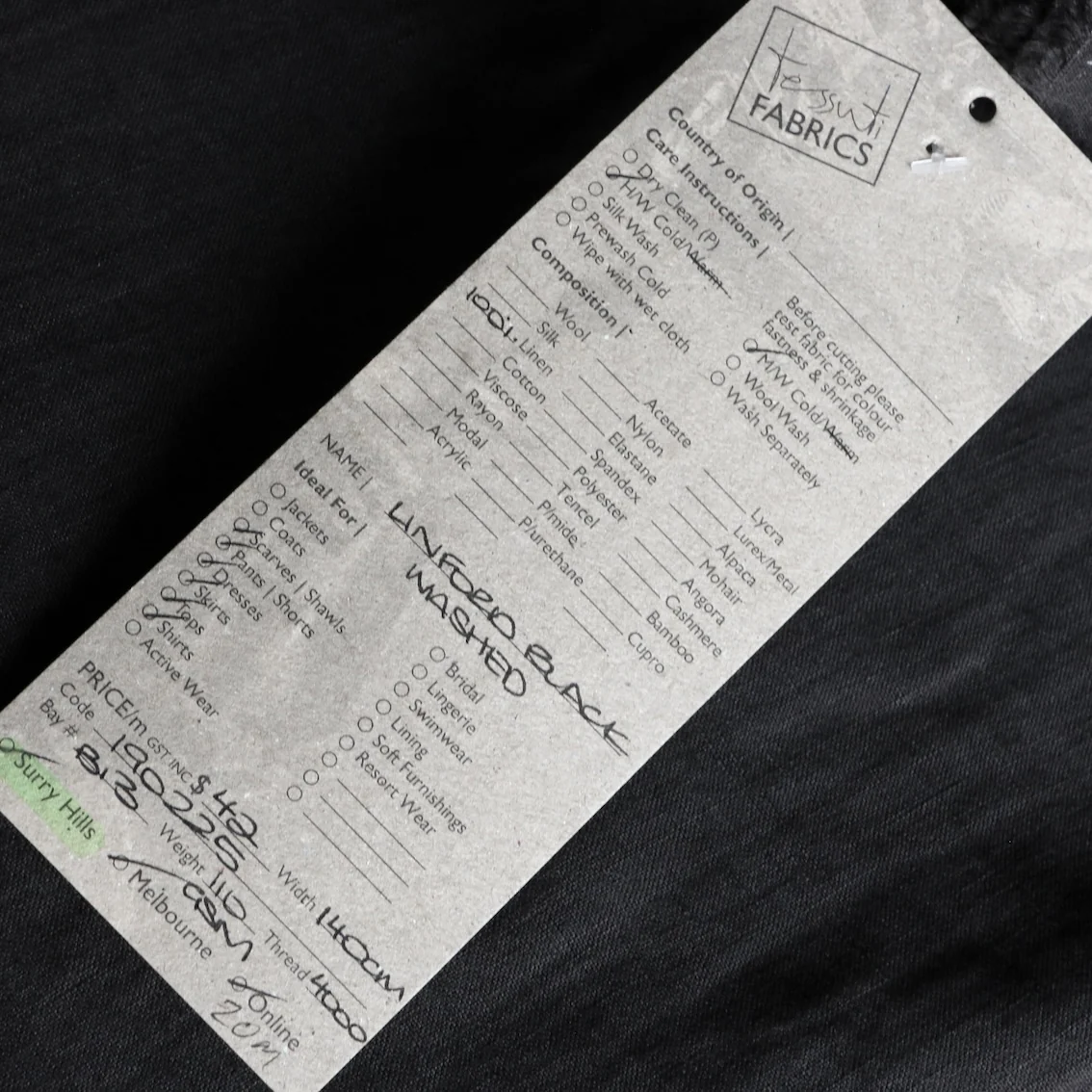 Linford Black Washed Linen - Image 4