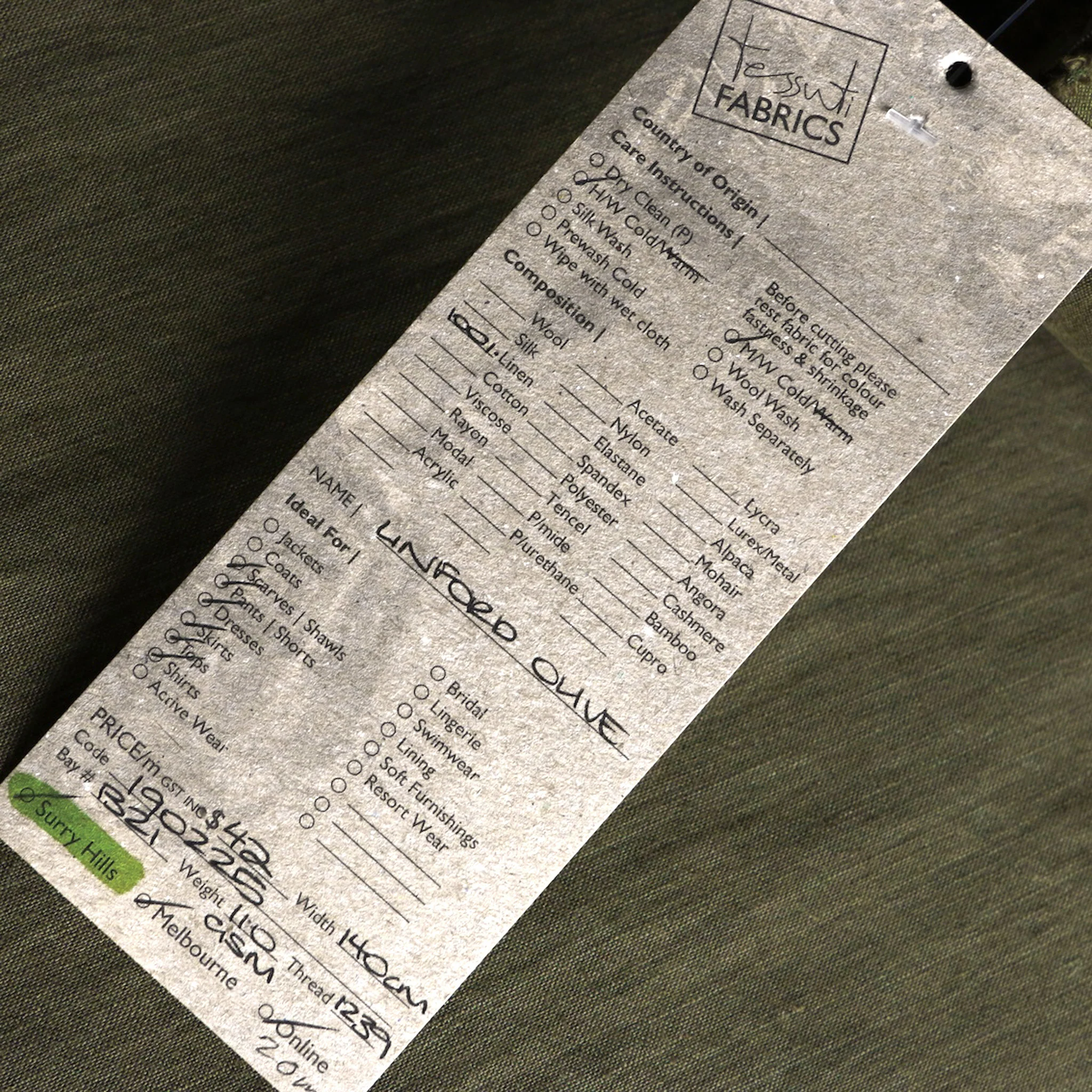 Linford Olive Washed Linen - Image 3