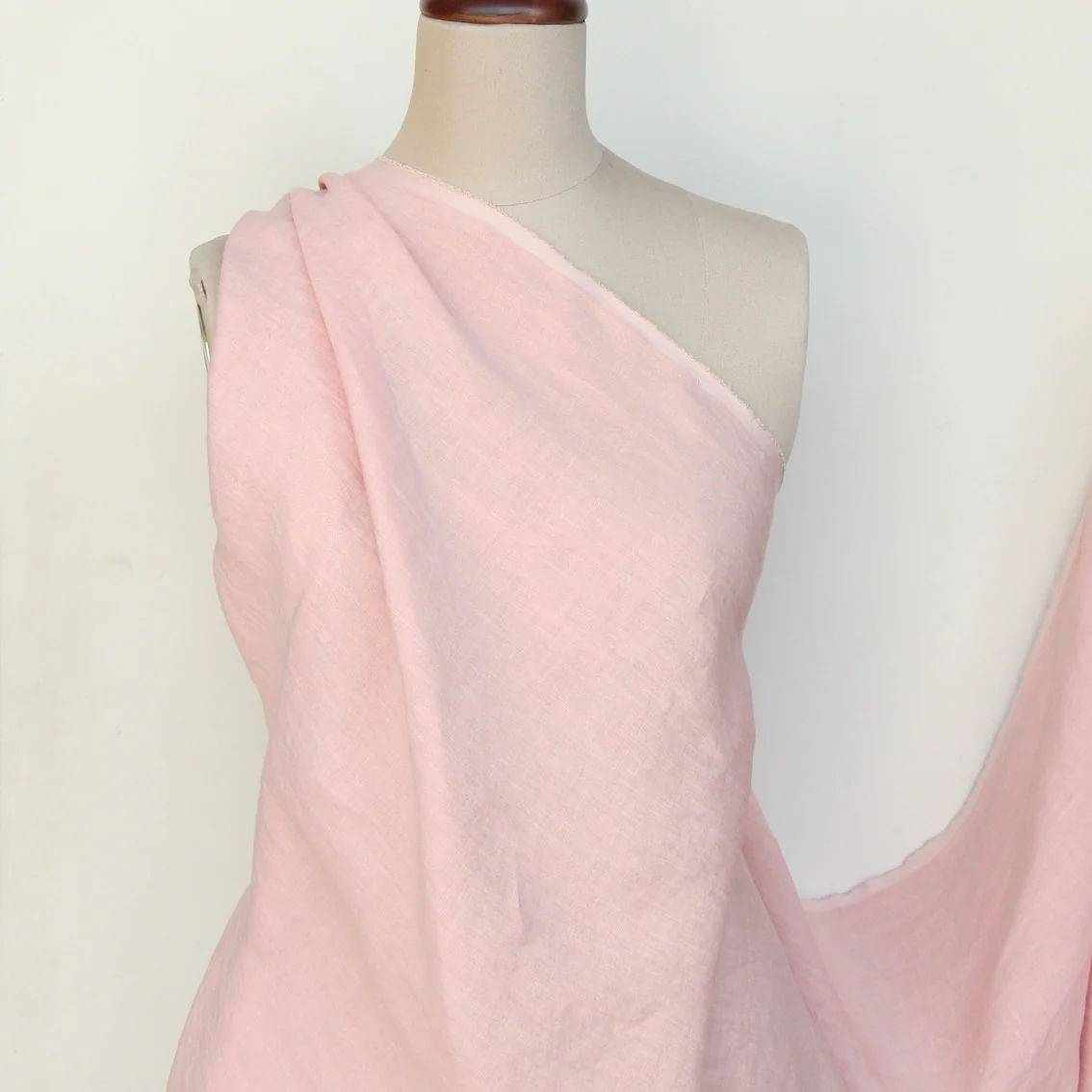 Linford Pale Pink Washed Linen - Image 3