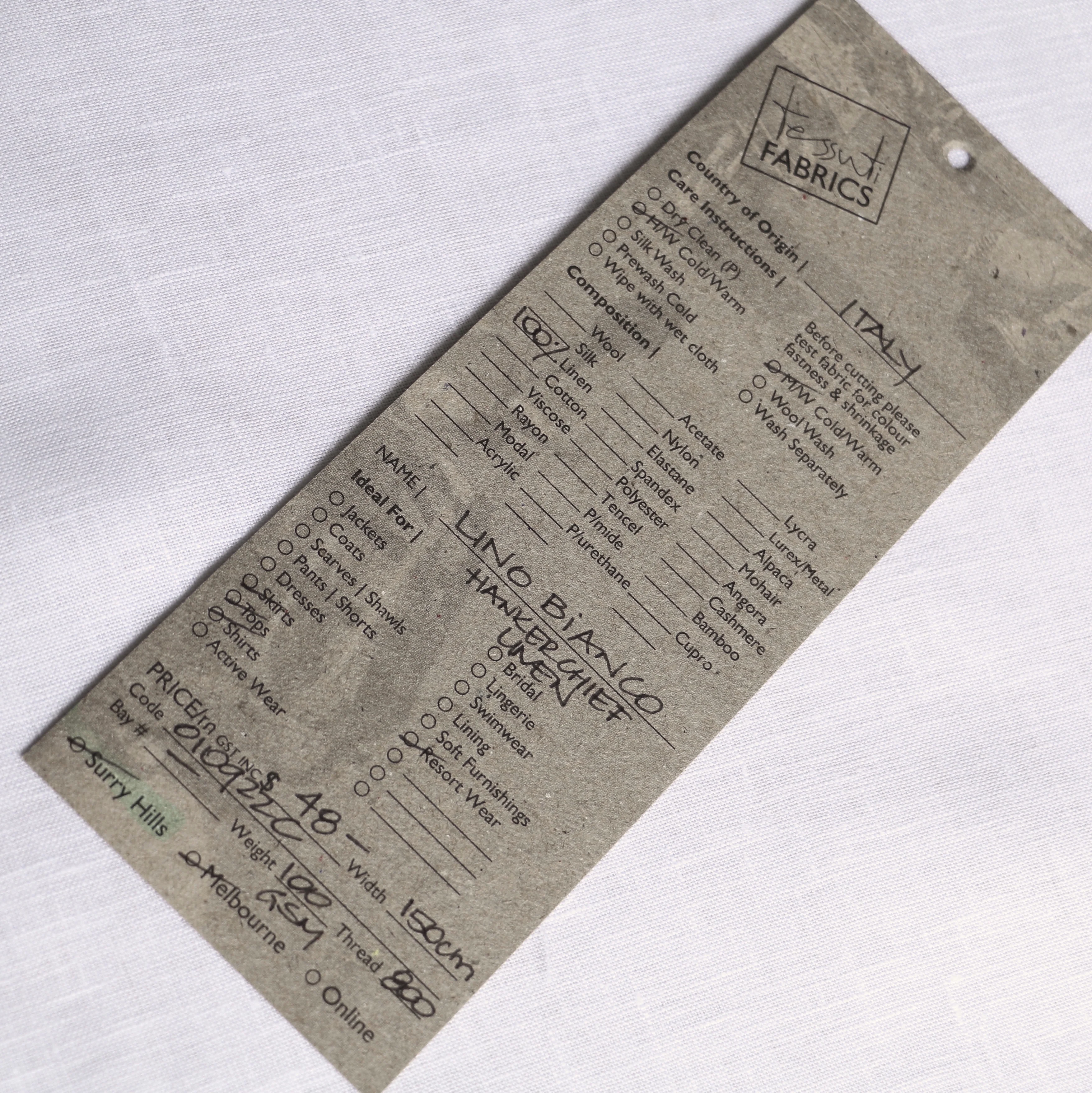 Lino Bianco Hankerchief Linen - Image 2