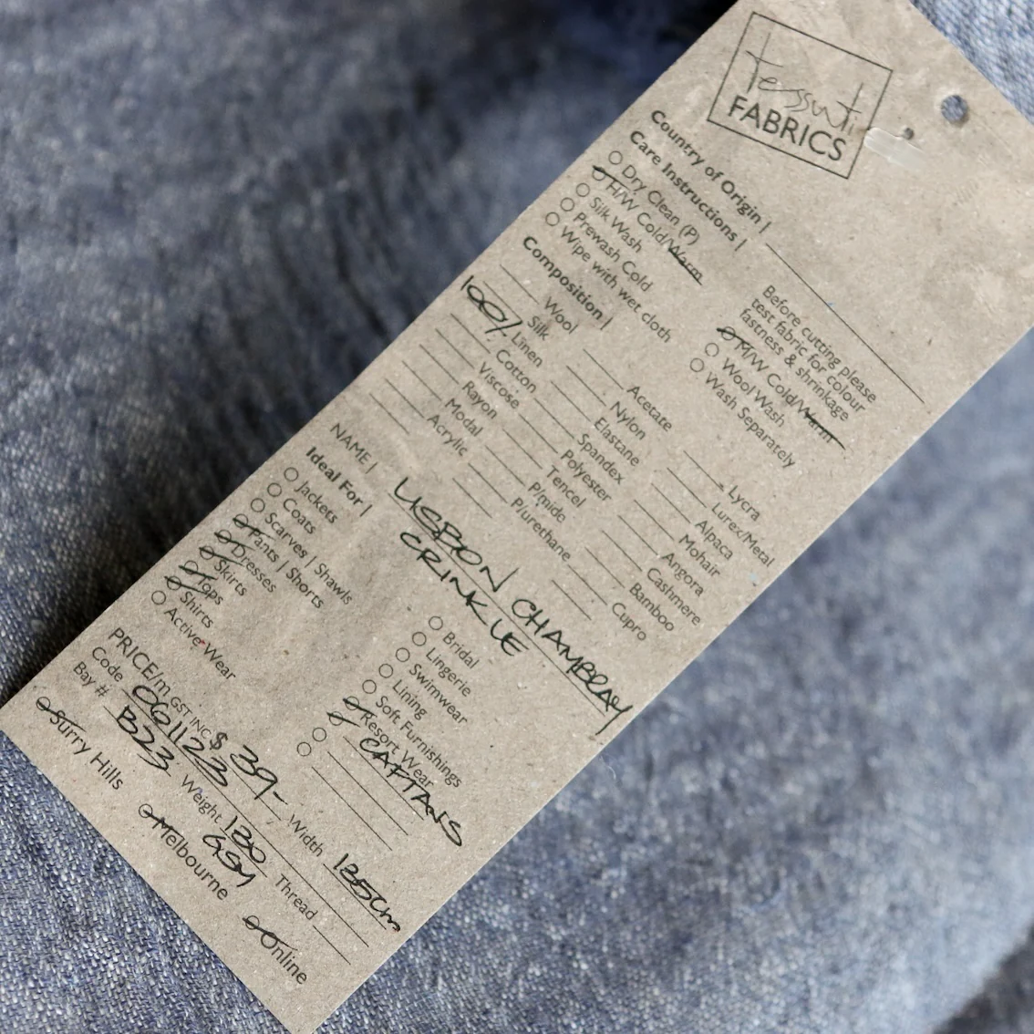 Lisbon Chambray Crinkle Linen - Image 3