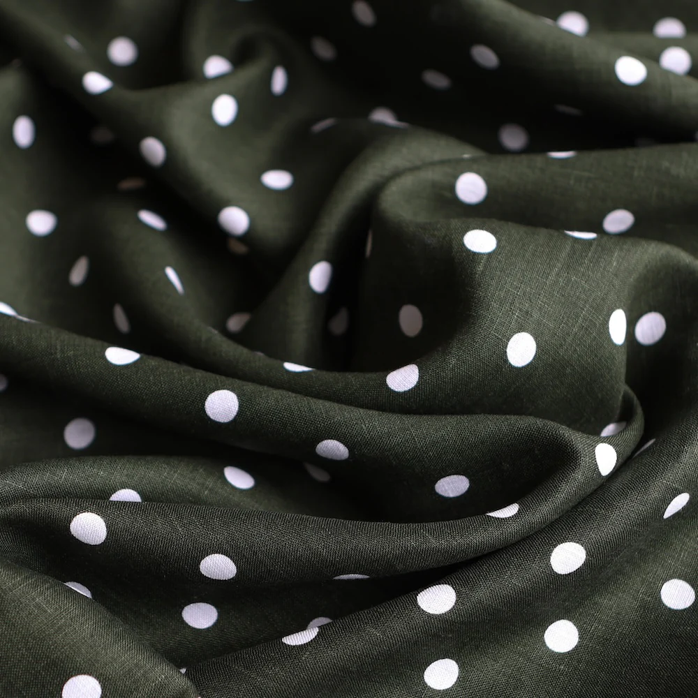 Lola Olive Spot - Printed Linen - Image 2