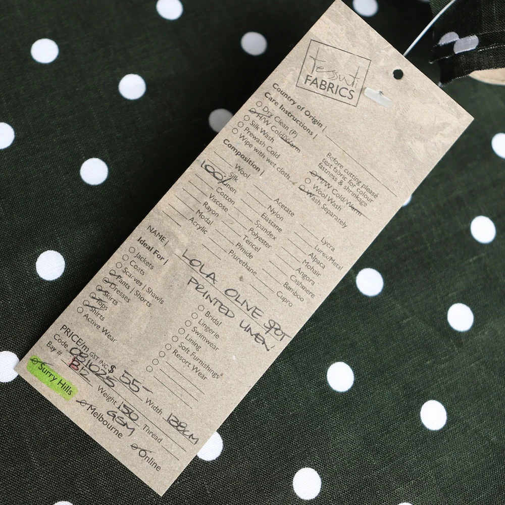 Lola Olive Spot - Printed Linen - Image 4