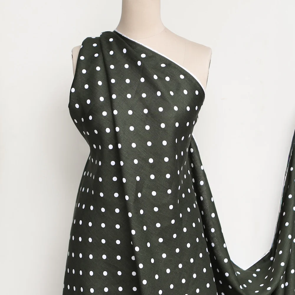 Lola Olive Spot - Printed Linen - Image 5