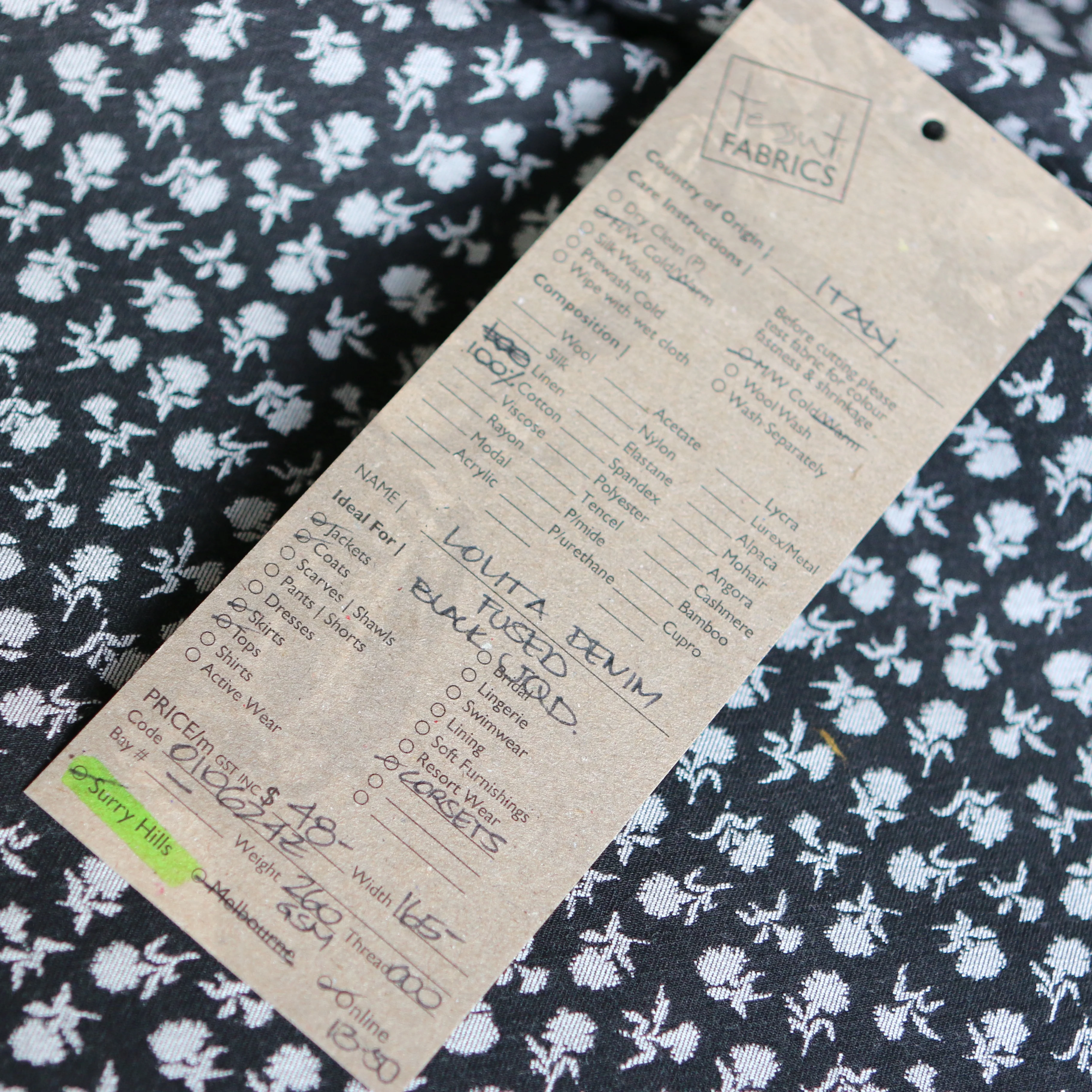 Lolita Denim - Black Jacquard (Fused) - Image 5