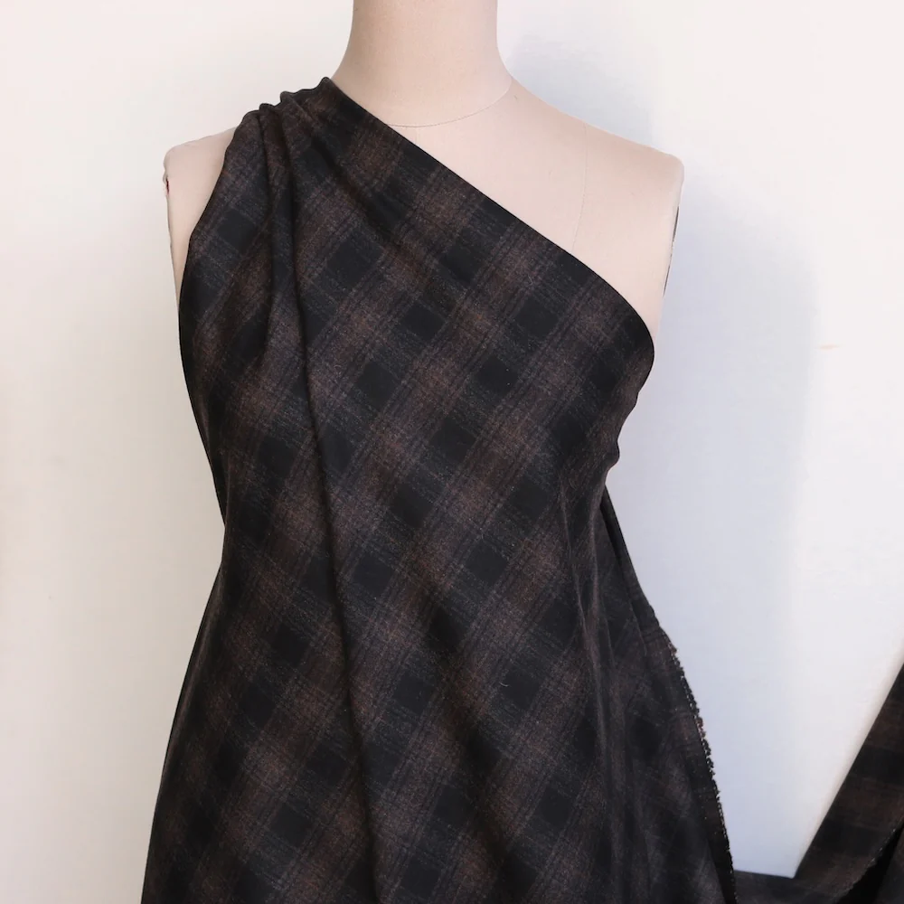 Londra Chocolate Check Flannel Wool - Image 5