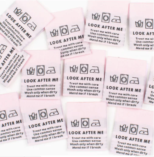 "LOOK AFTER ME" - woven sewing labels 8 Pack