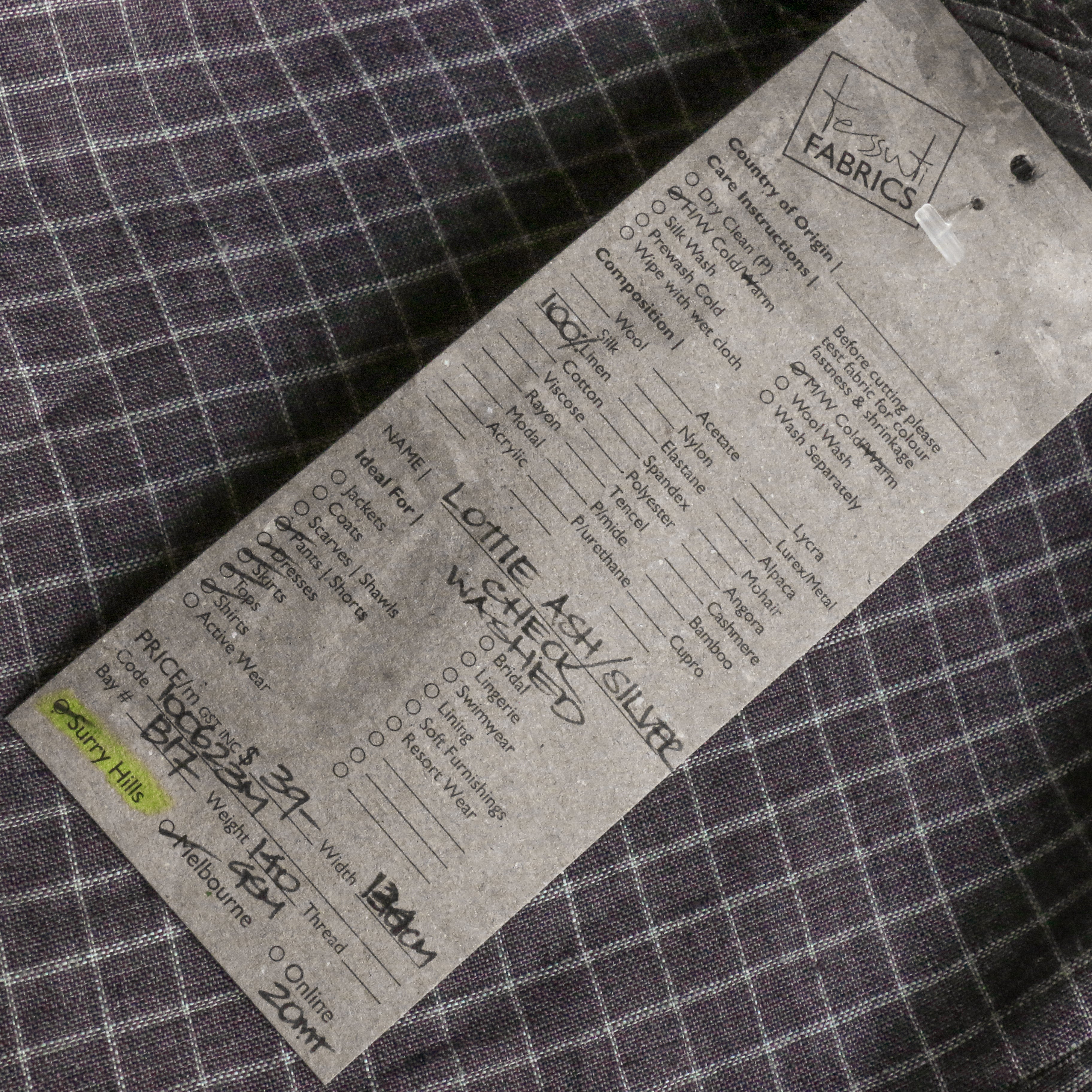 Lottie Ash/Silver Check Washed Linen - Image 4
