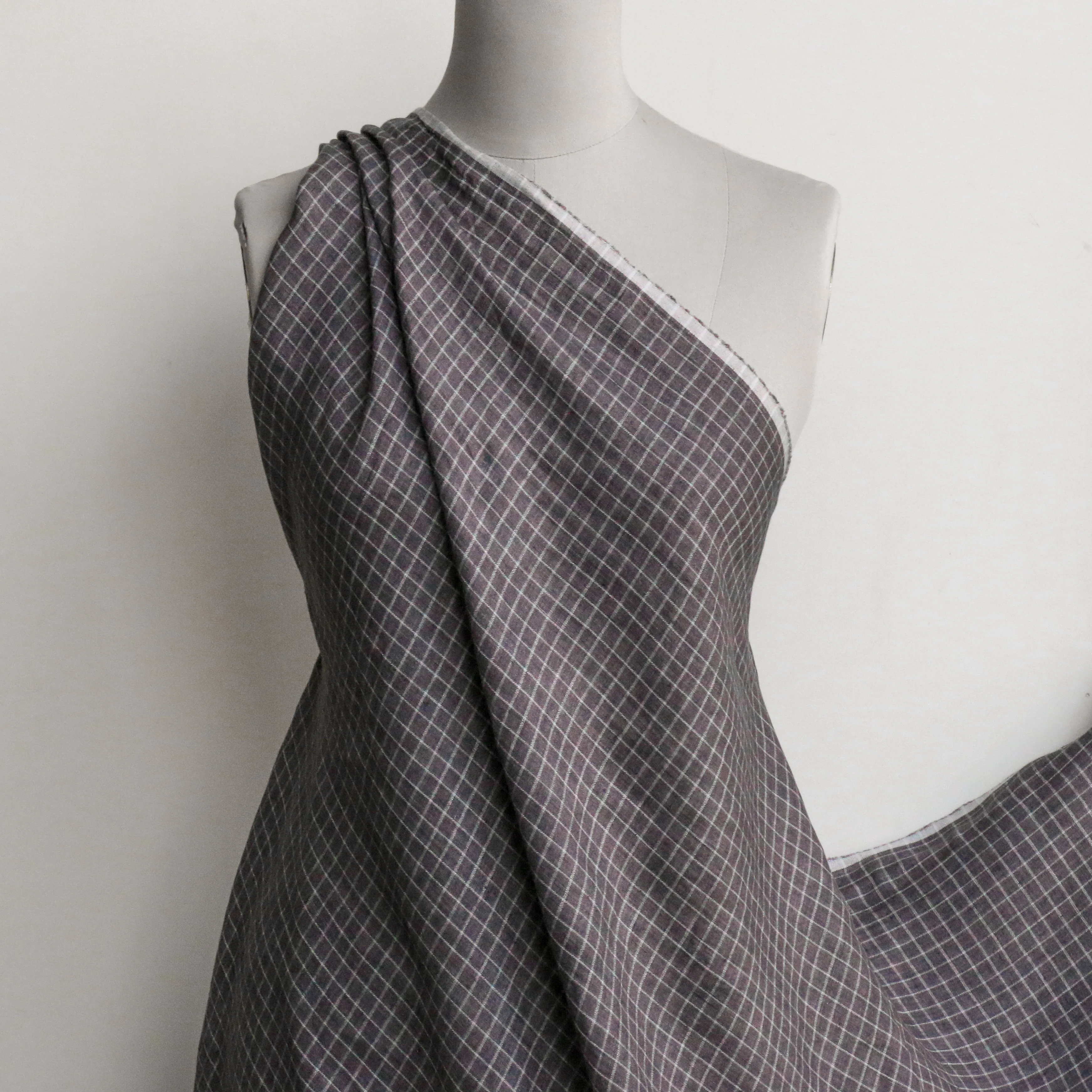 Lottie Ash/Silver Check Washed Linen - Image 5