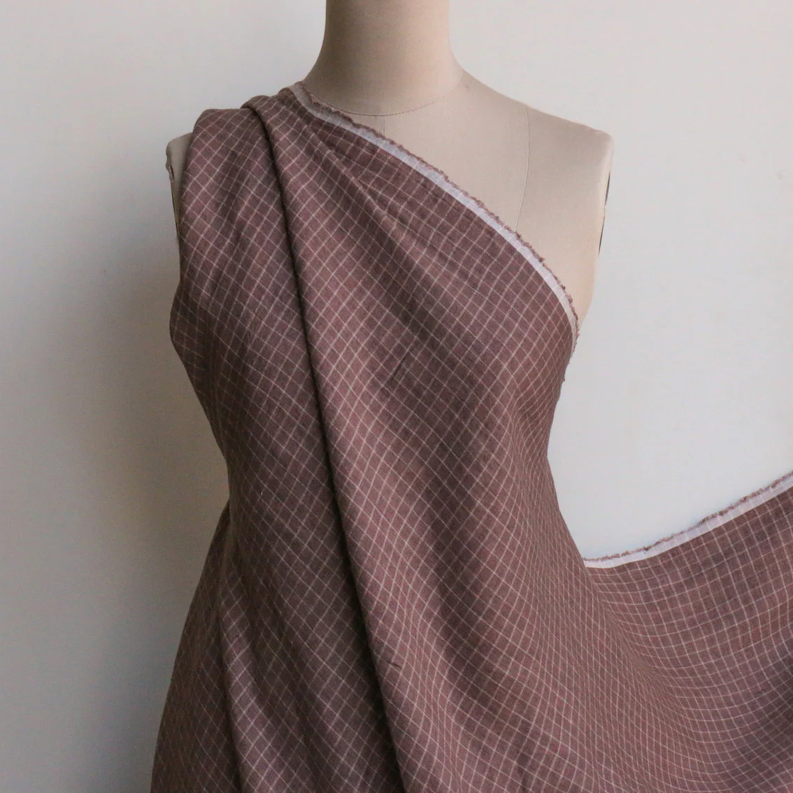 Lottie Mocha/Sand Check Washed Linen - Image 5