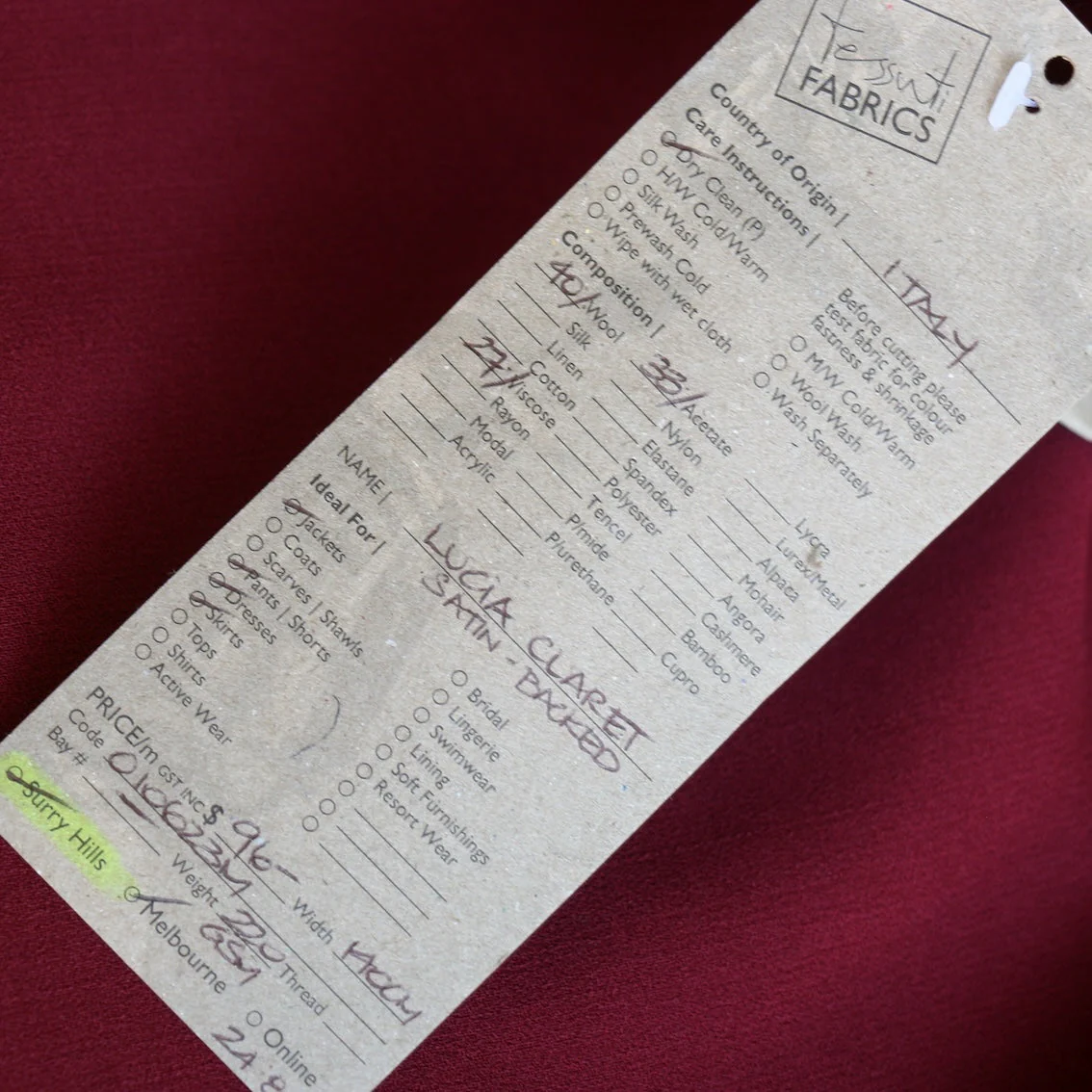 Lucia Claret Satin Backed Wool/Acetate/Viscose - Image 4