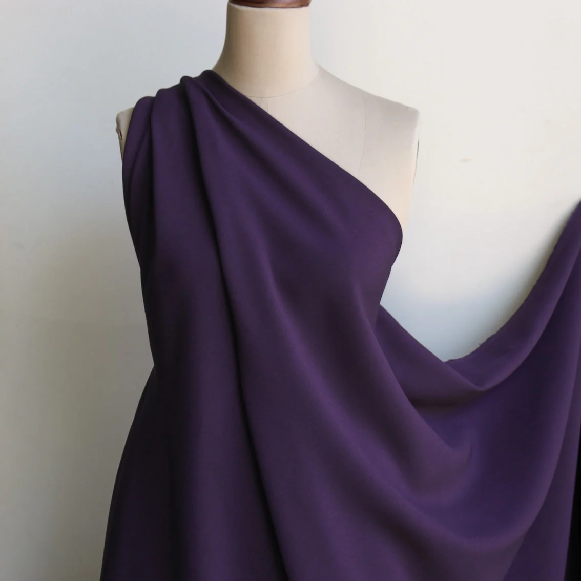 Lucia Eggplant Satin Backed Wool/Acetate/Viscose - Image 4