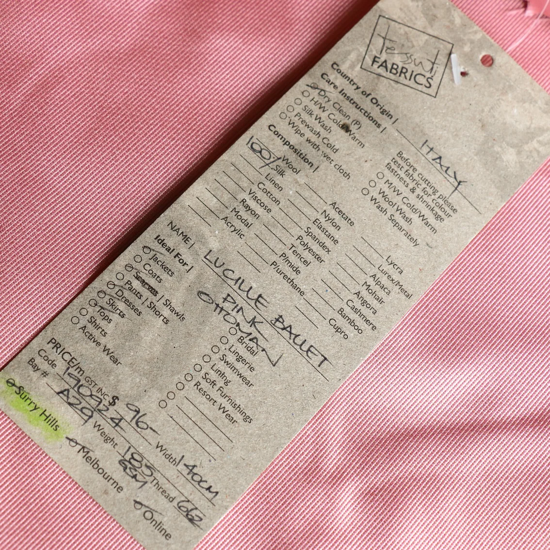 Lucille Ballet Pink Silk Ottoman - Image 3